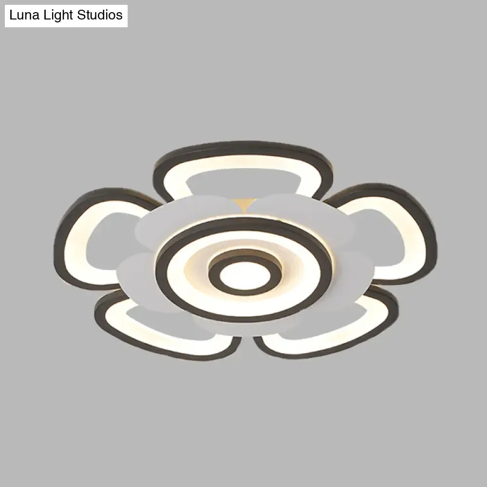 Contemporary Floral Acrylic LED Flush Mount Ceiling Light in Black and White, with Warm/White Glow - 20.5"/24.5" W