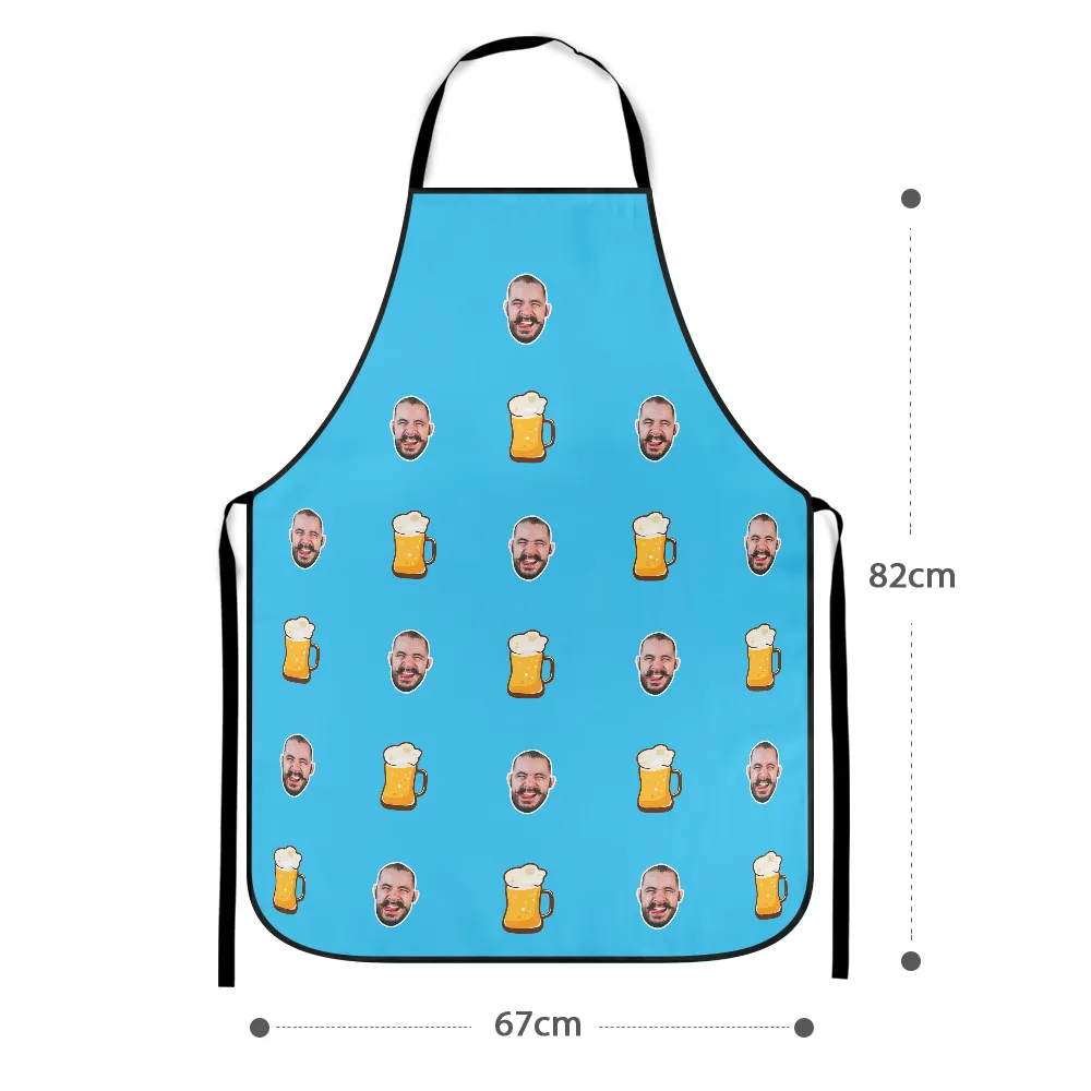 Custom Face Apron Cartoom Photo Apron-  Beer