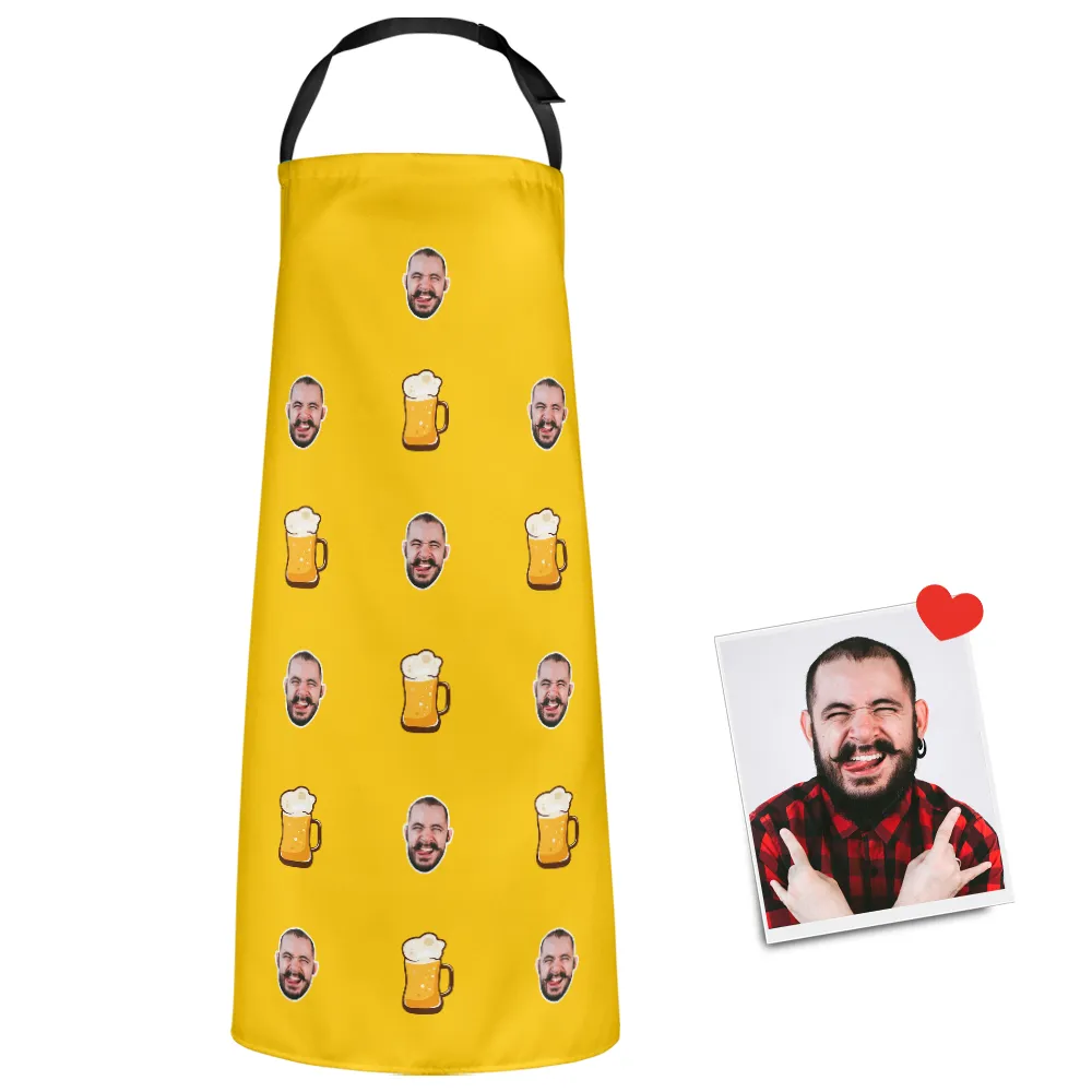 Custom Face Apron Cartoom Photo Apron-  Beer