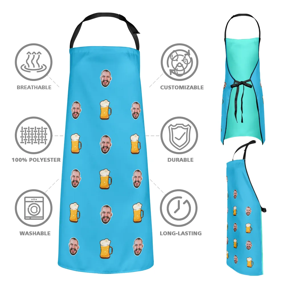 Custom Face Apron Cartoom Photo Apron-  Beer