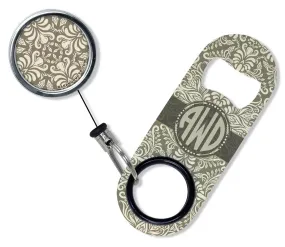 CUSTOMIZABLE Mini Bottle Opener with Retractable Reel - Vintage Design 1