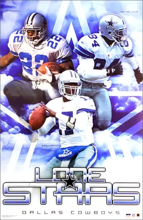 Dallas Cowboys "Lone Stars" (Quincy Carter, Galloway, Emmitt Smith) Poster - Starline 2002