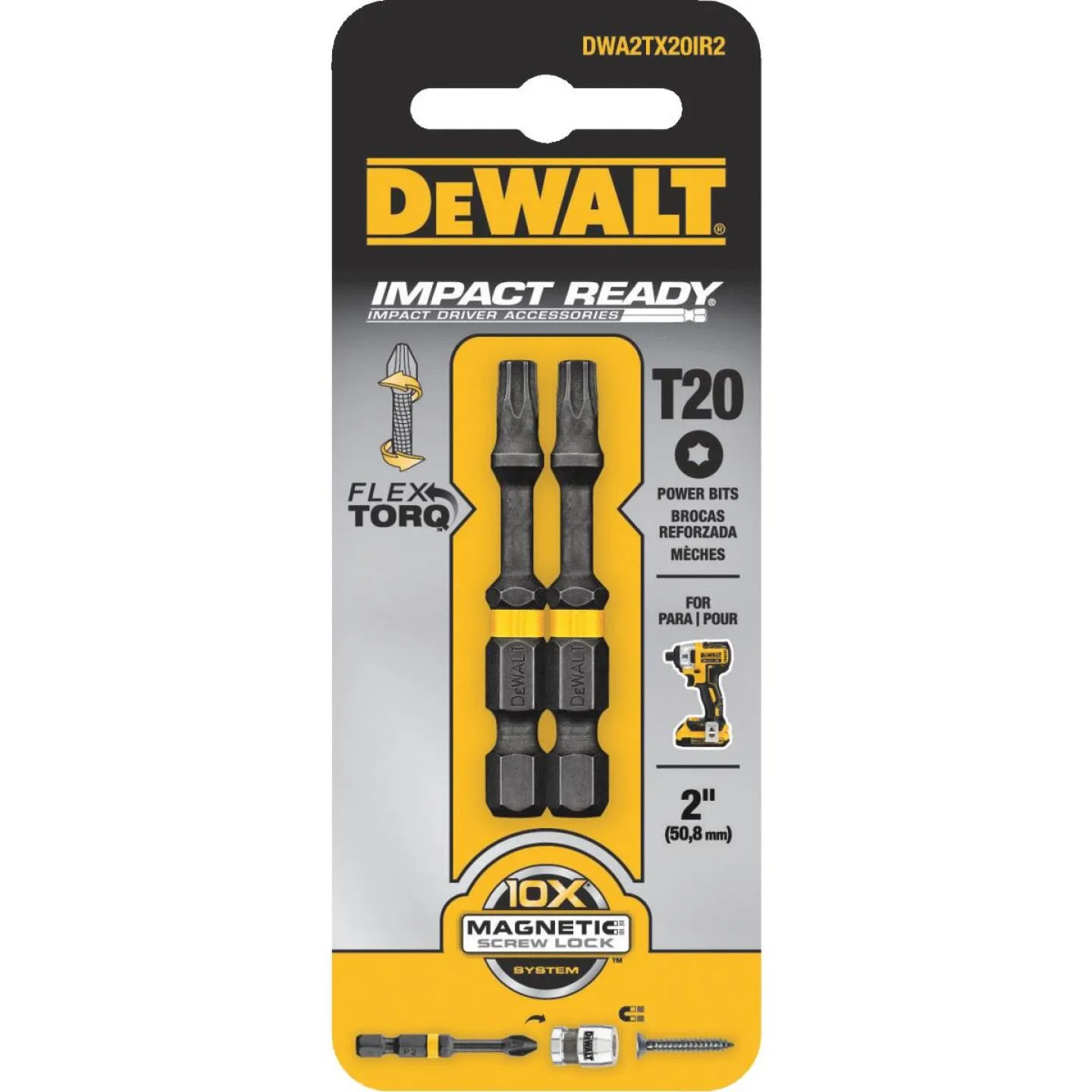 DeWalt FlexTorq 2 In. T20 TORX Power Impact Screwdriver Bit (2-Pack)