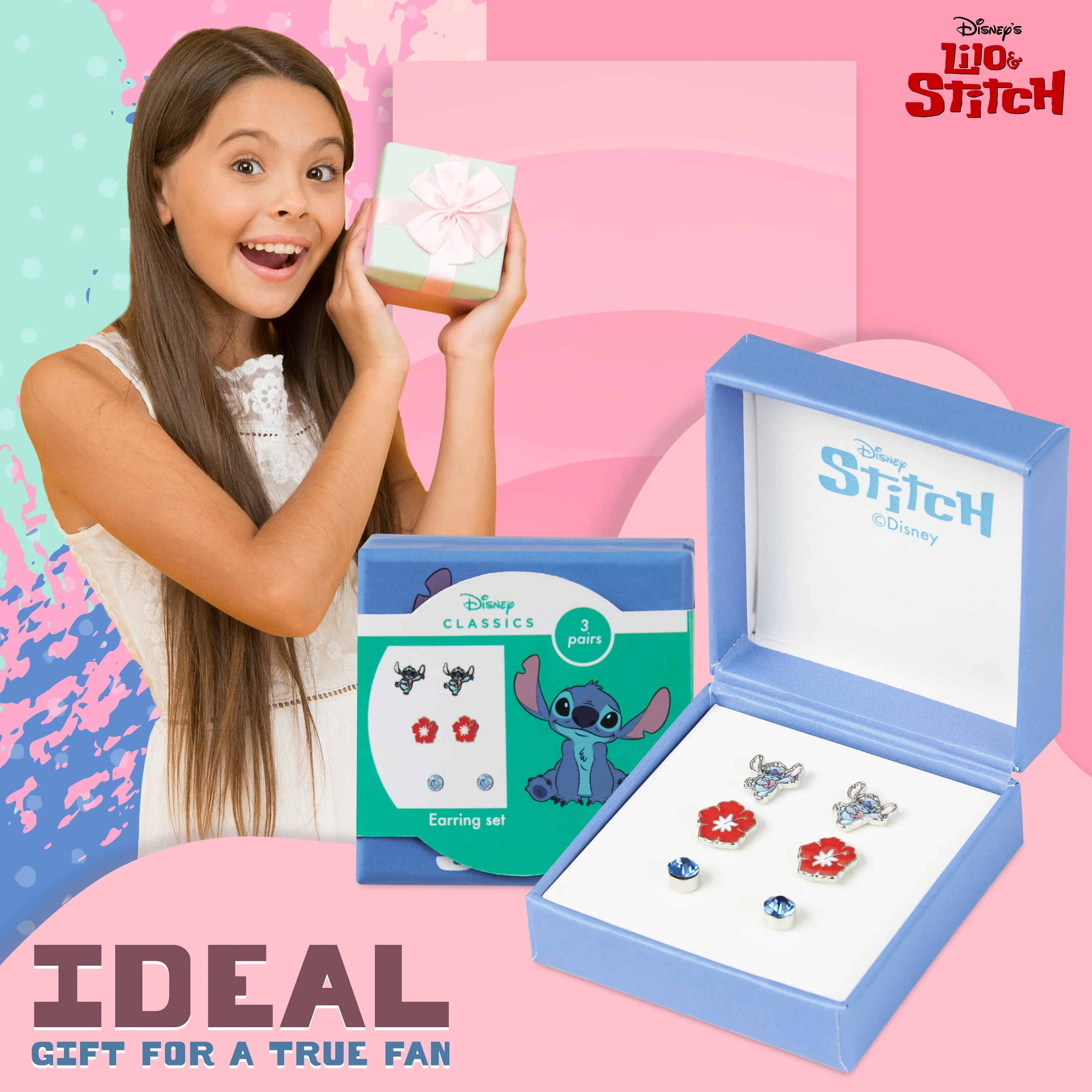 Disney Stitch 3 Piece Jewellery Set, Earrings Set - Stitch