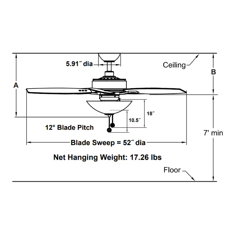 Fanimation FP6285B Aire Deluxe 52" Ceiling Fan with LED Light Kit