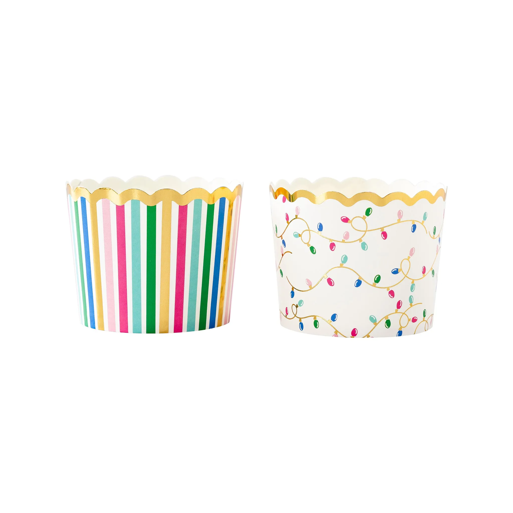 Gold Foil Pink Christmas Lights Baking Cups (50 pcs)