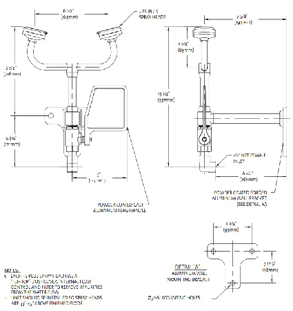 Guardian G1771 Eye/Face Wash Station, Wall Mounted, Less Bowl