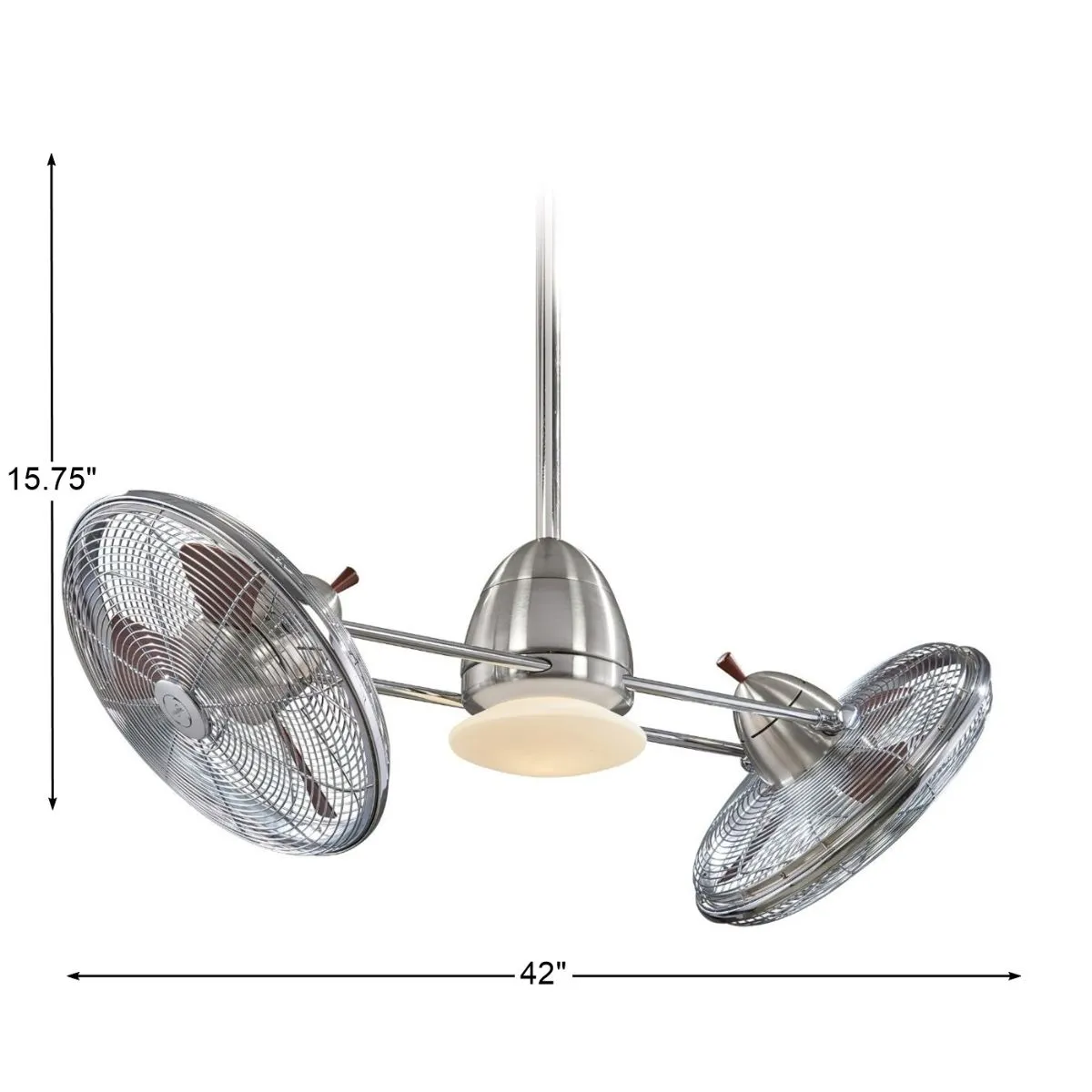 Gyro LED 42" Dual Ceiling Fan with Light and Wall Control, Brushed Nickel and Chrome