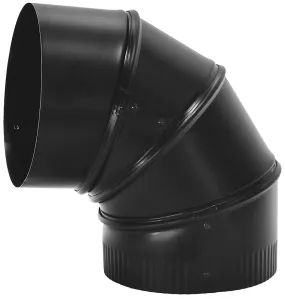 Imperial BM0014 Stove Pipe Elbow, 90 deg Angle, 6 in, 24 Gauge, Steel, Black, Matte :EA: QUANTITY: 4