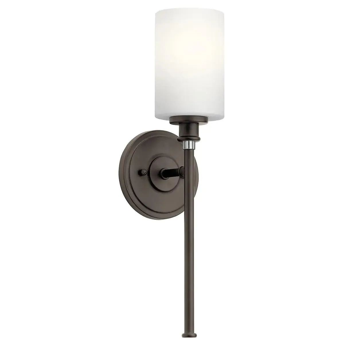 Joelson 18" 1-Light LED Wall Sconce With Clear Satin Etched Cased Opal Glass, Bronze Finish