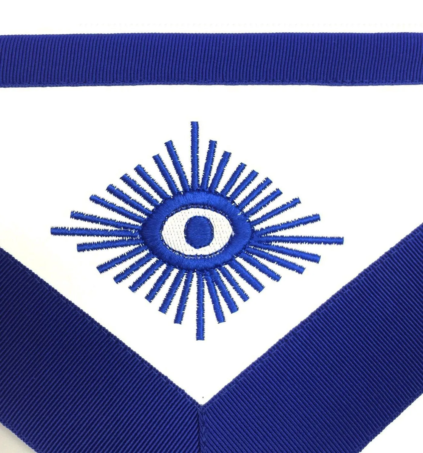 Junior Warden Blue Lodge Officer Apron - Royal Blue Wreath Embroidery