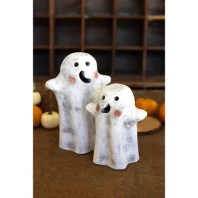 Kalalou set of two tabletop clay ghost lanterns - H4265