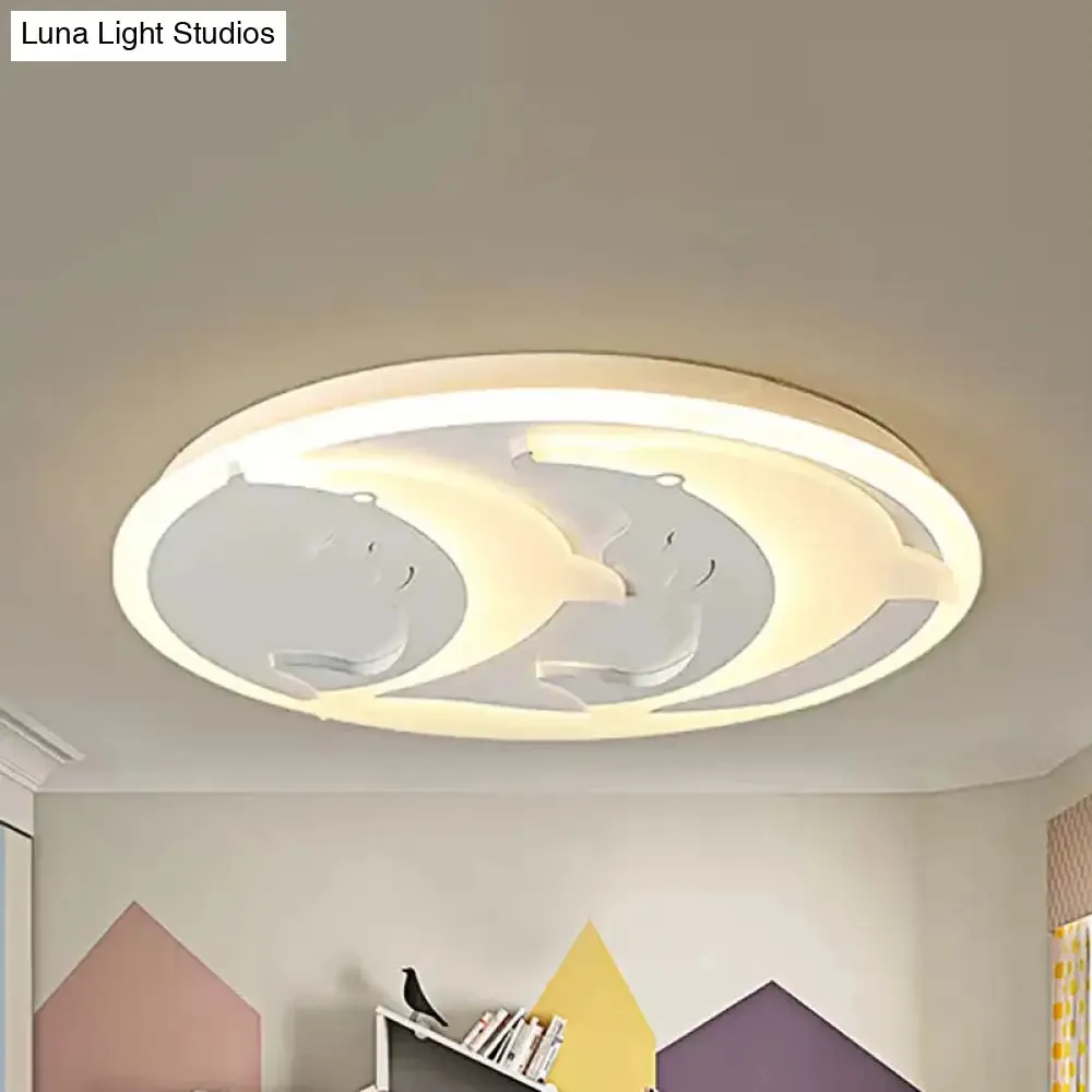 Kid's Room Dolphin LED Flush Ceiling Light in White