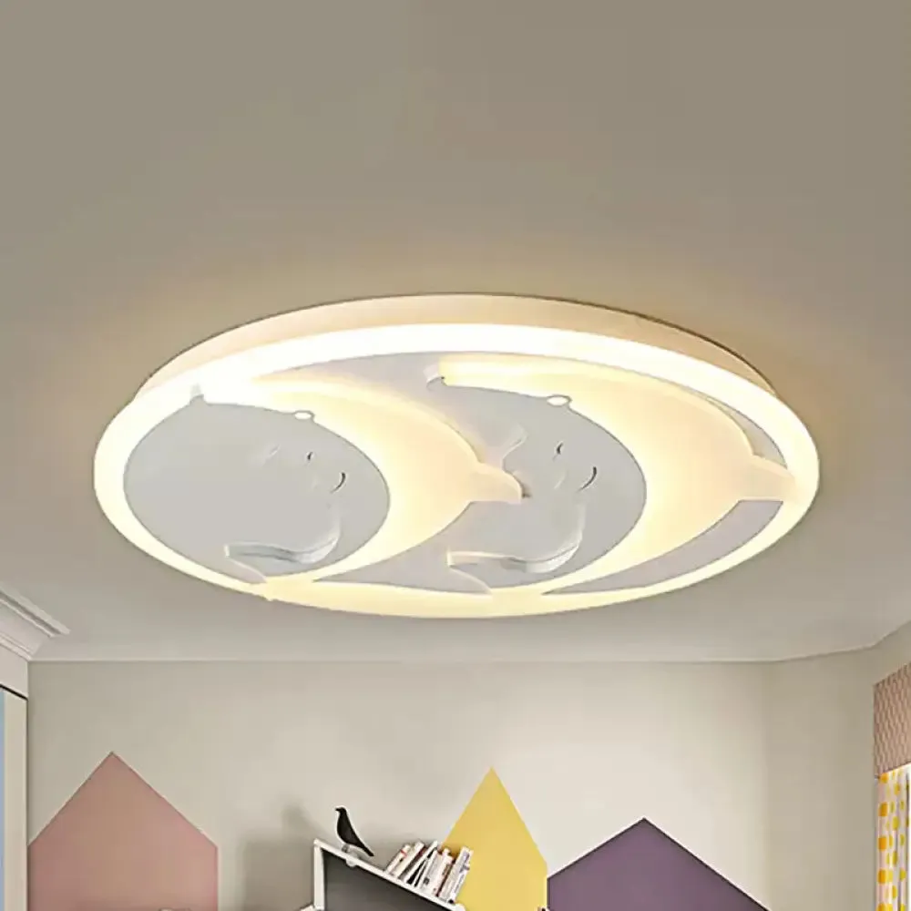 Kid's Room Dolphin LED Flush Ceiling Light in White