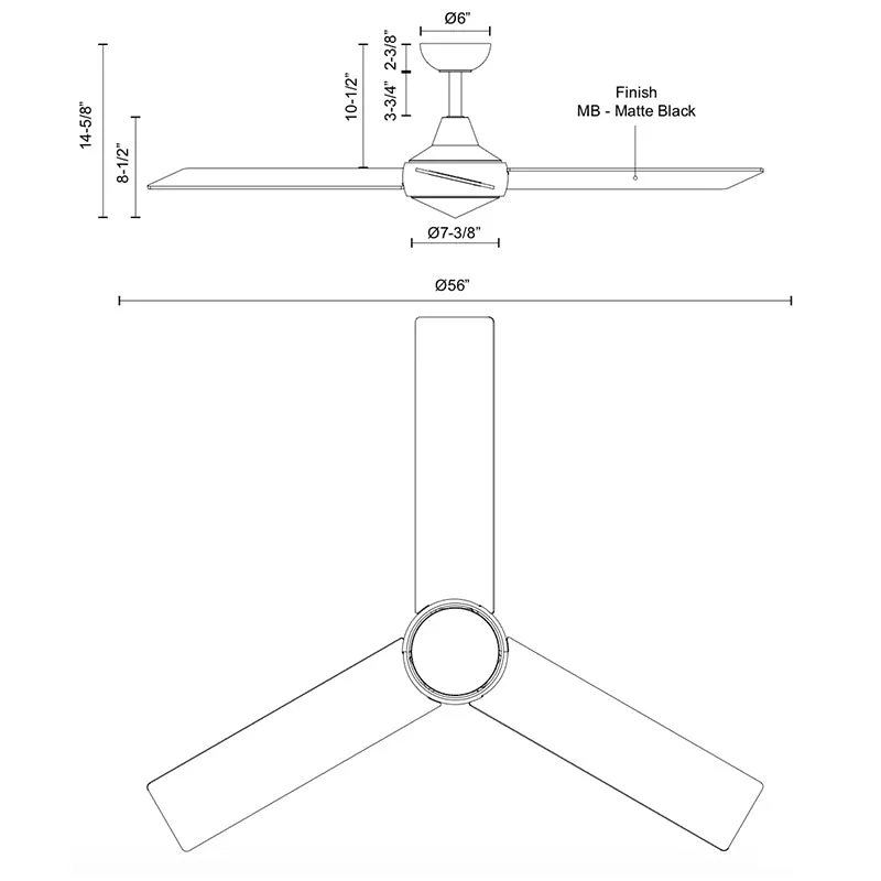 Kuzco CF94956 Owens 56" Ceiling Fan with LED Light Kit