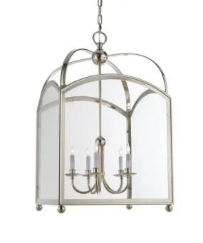 Large Arch Top Lantern, Polished Nickel