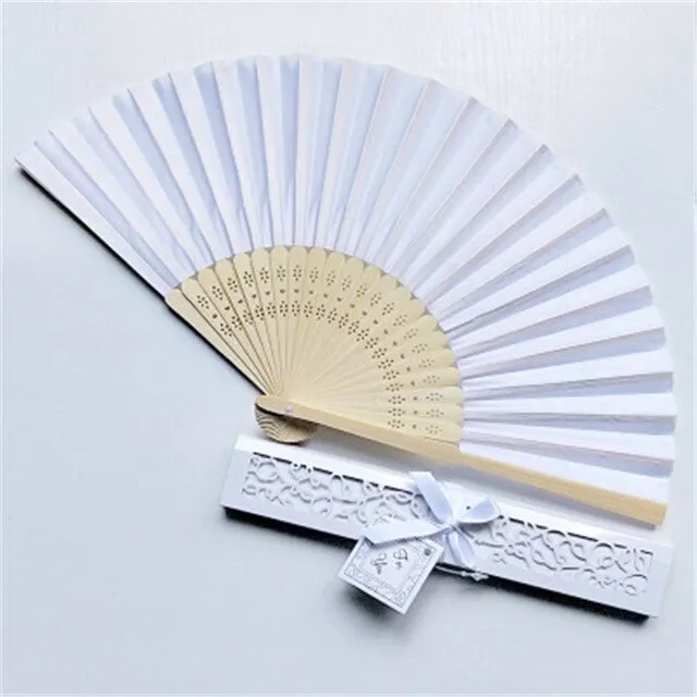 Lot of Thirty Pieces-Personalized Luxurious Silk Fold Hand Fan in Elegant Laser-Cut Gift Box-Party Favor