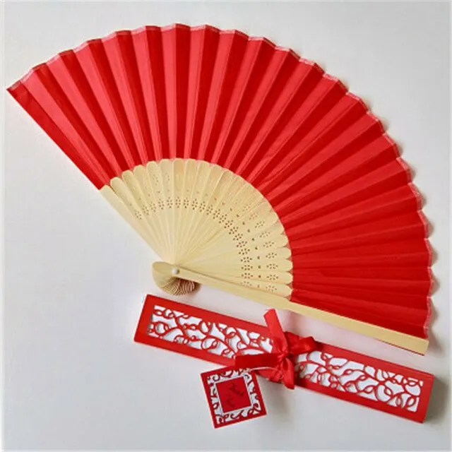 Lot of Thirty Pieces-Personalized Luxurious Silk Fold Hand Fan in Elegant Laser-Cut Gift Box-Party Favor