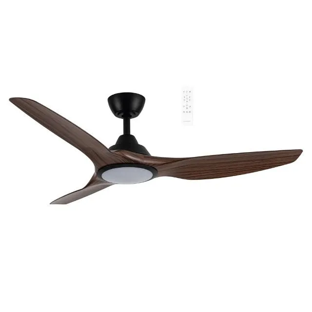 Martec Impact DC 1320mm Ceiling Fan with LED Light Matt Black/Walnut