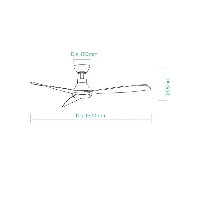 Martec Triumph DC 1320mm Ceiling Fan with LED Light Matt White