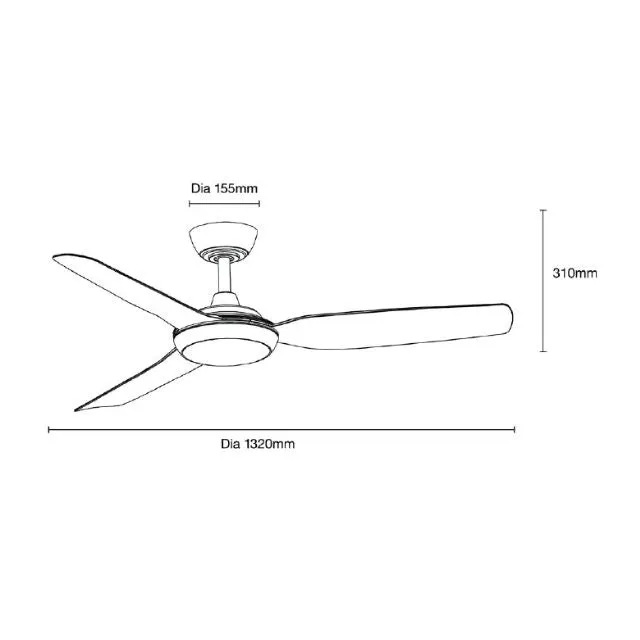 Martec Viper DC 4 1320mm Ceiling Fan with LED Light Matt Black