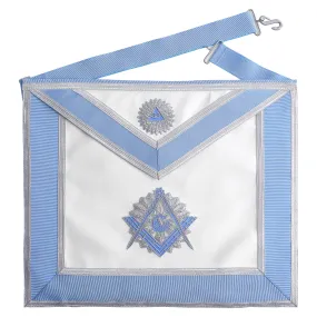 Master Mason Blue Lodge Apron - Light Blue & White With Machine Embroidery