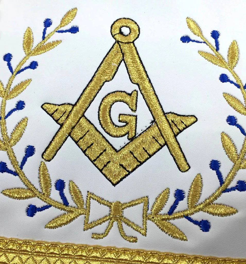 Master Mason Blue Lodge Apron - Royal Blue Machine Embroidery