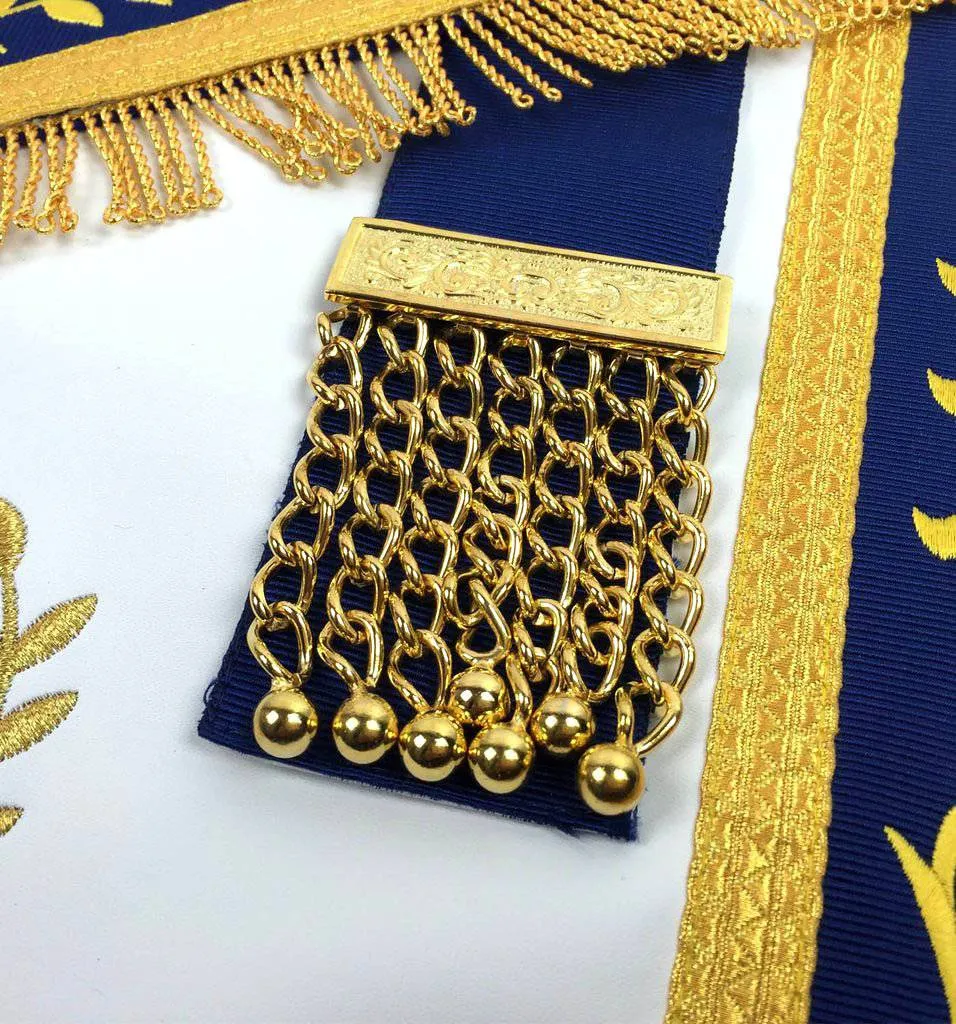 Master Mason Blue Lodge Apron - Royal Blue Machine Embroidery