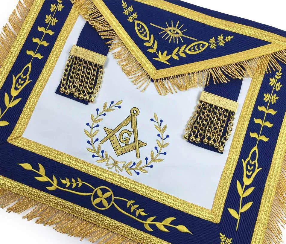 Master Mason Blue Lodge Apron - Royal Blue Machine Embroidery