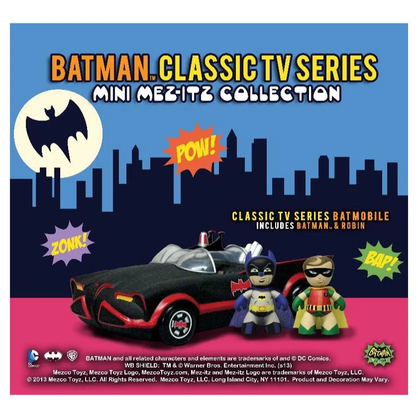 Mezco Mez-Itz Classic 1966 Batmobile with Batman and Robin