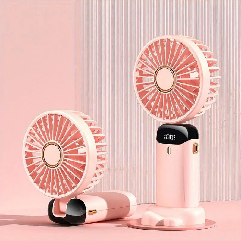 Mini Portable Fan Handheld Fan USB Rechargeable With 5 Speeds, 90° Foldable Mini Fan With LED Display Office Outdoor Mini Fan | S12