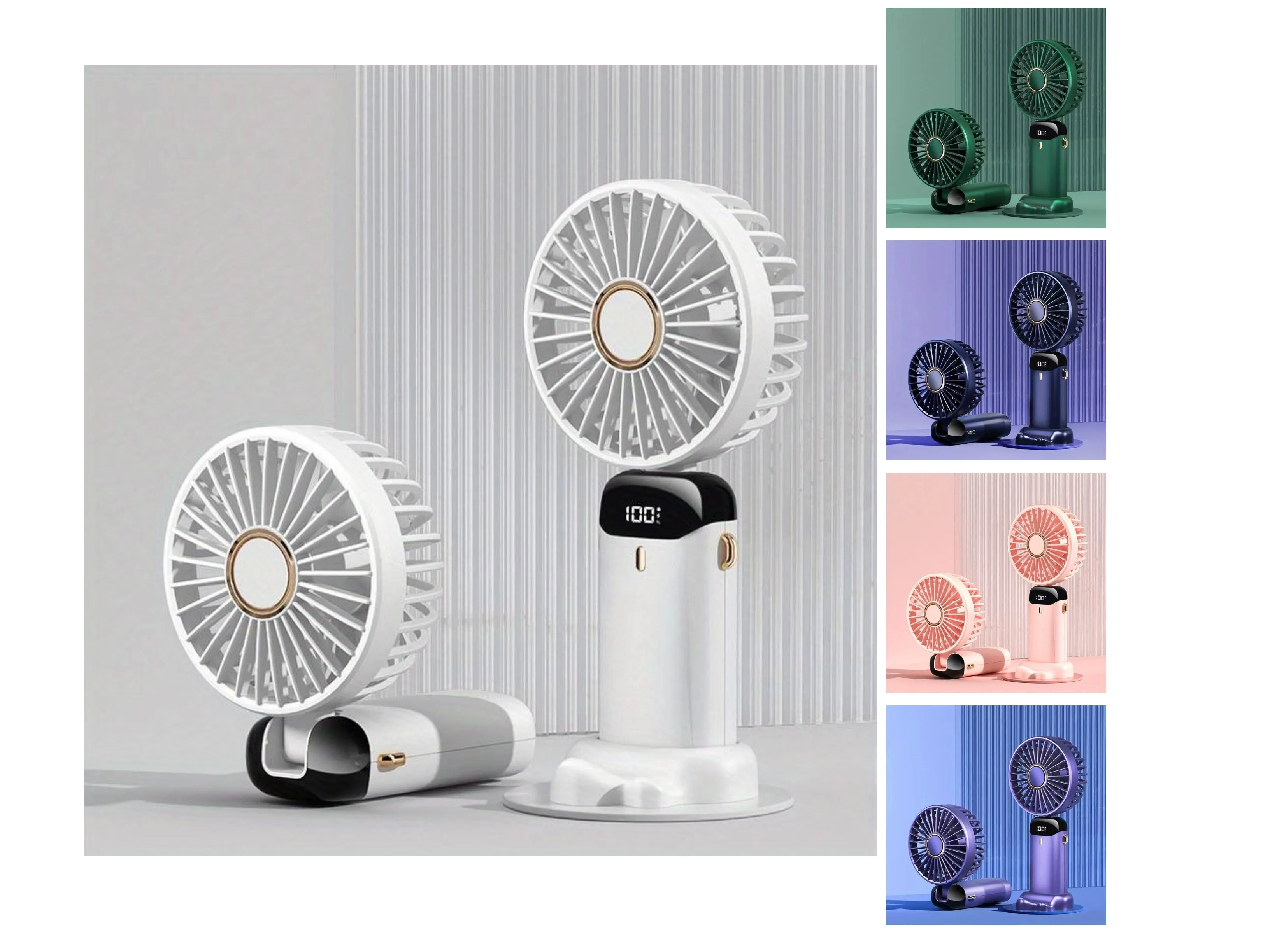 Mini Portable Fan Handheld Fan USB Rechargeable With 5 Speeds, 90° Foldable Mini Fan With LED Display Office Outdoor Mini Fan | S12