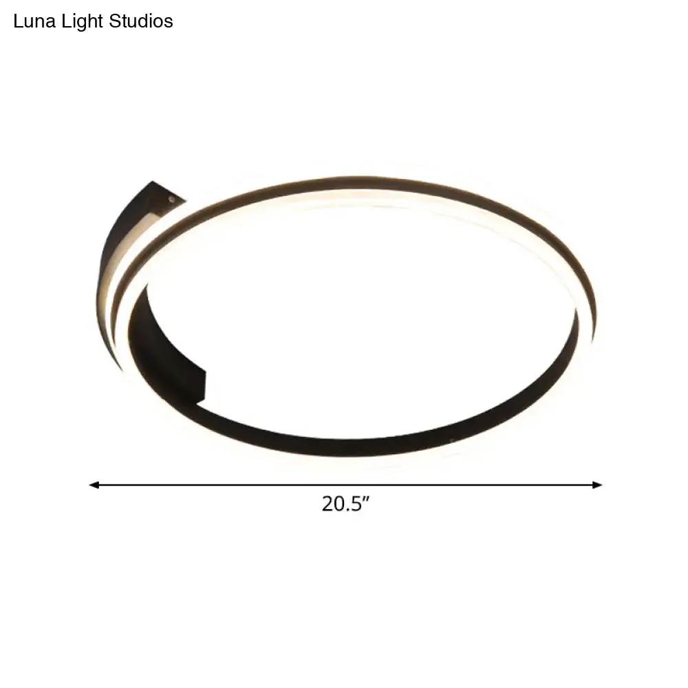 Minimal Black Acrylic Hoop Ceiling Light - 16.5"/20.5" Wide LED Flush Mount Recessed Lighting in Warm/White Light