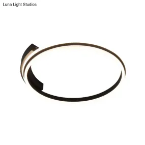 Minimal Black Acrylic Hoop Ceiling Light - 16.5"/20.5" Wide LED Flush Mount Recessed Lighting in Warm/White Light