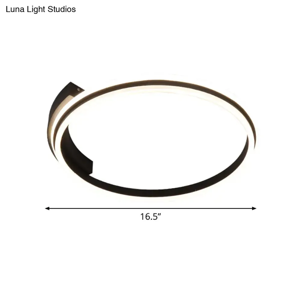 Minimal Black Acrylic Hoop Ceiling Light - 16.5"/20.5" Wide LED Flush Mount Recessed Lighting in Warm/White Light