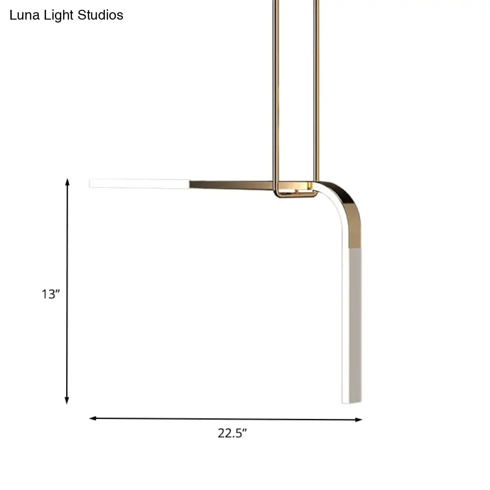 Minimalist Brass LED Pendant Lamp for Dining Table with Metallic Bend