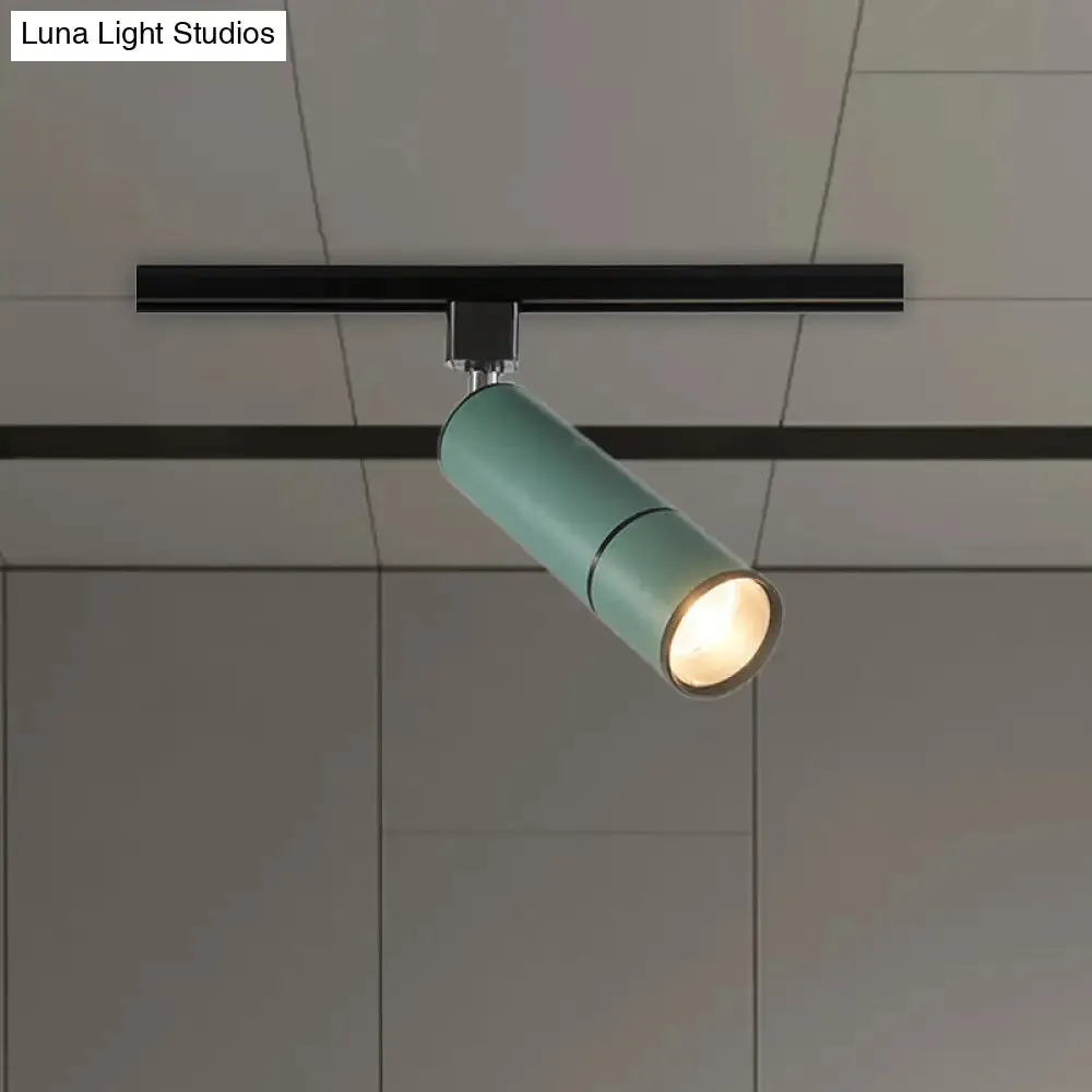 Minimalist Pipe LED Ceiling Light in Green/Black for Restaurants - Semi Flush Mount