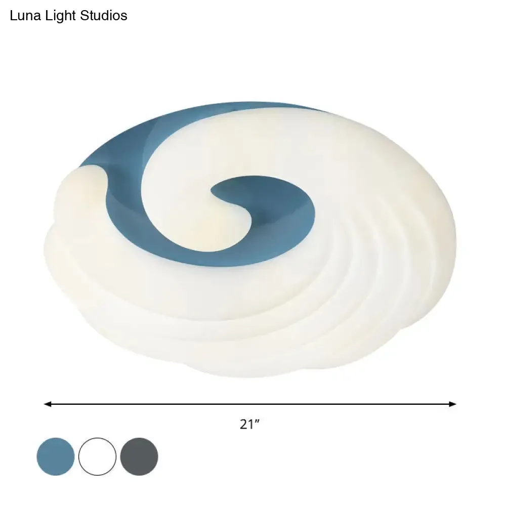 Modern Acrylic LED Flush Light Fixture in Grey/White/Blue - Cloud Design