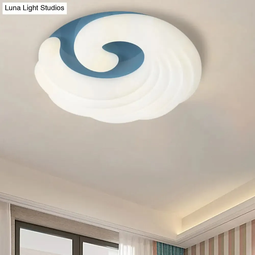 Modern Acrylic LED Flush Light Fixture in Grey/White/Blue - Cloud Design