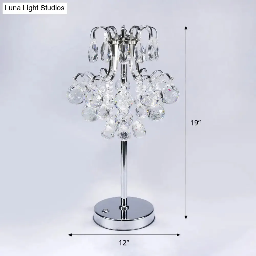 Modern Chrome Crystal Orb LED Table Lamp for Living Room Nightstand