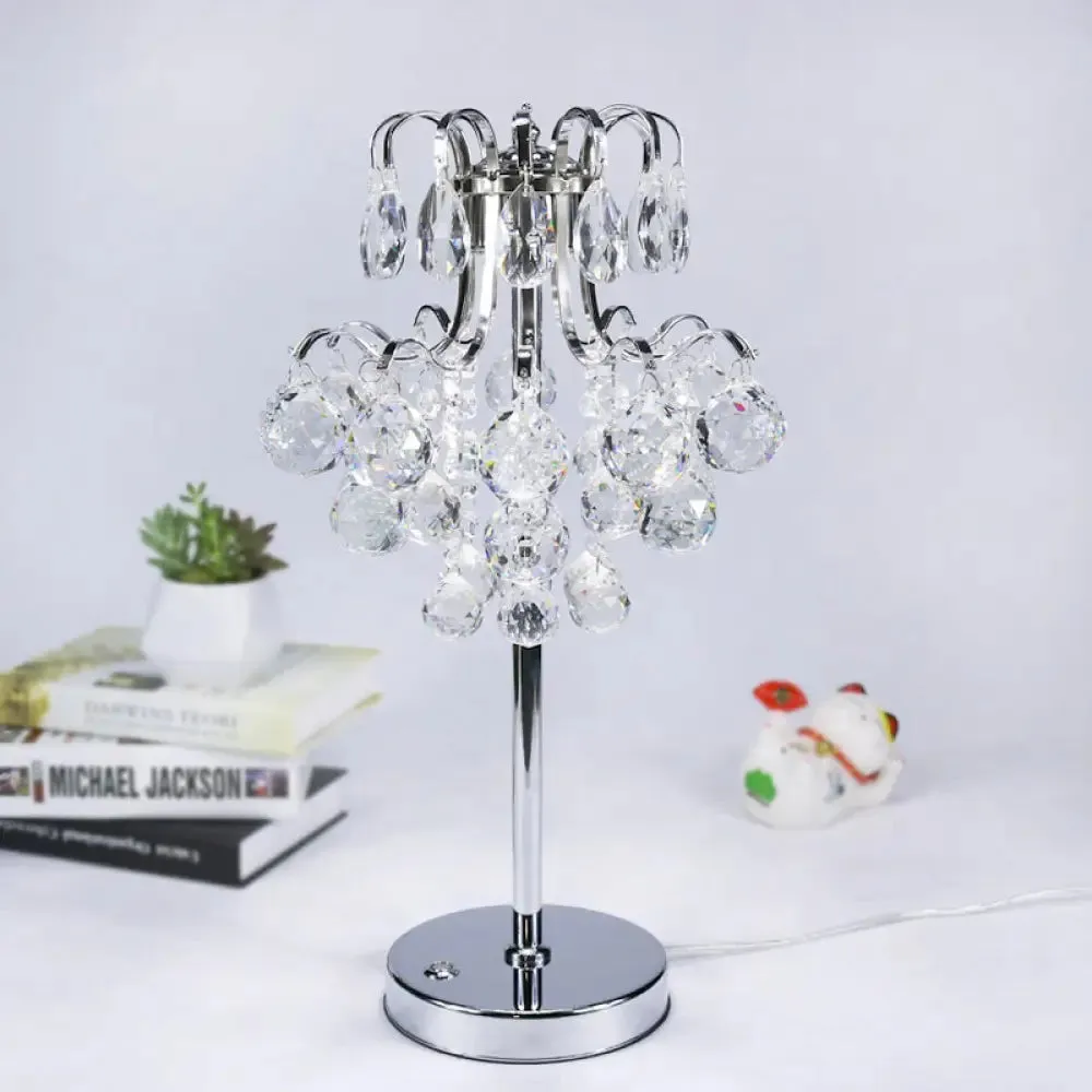 Modern Chrome Crystal Orb LED Table Lamp for Living Room Nightstand