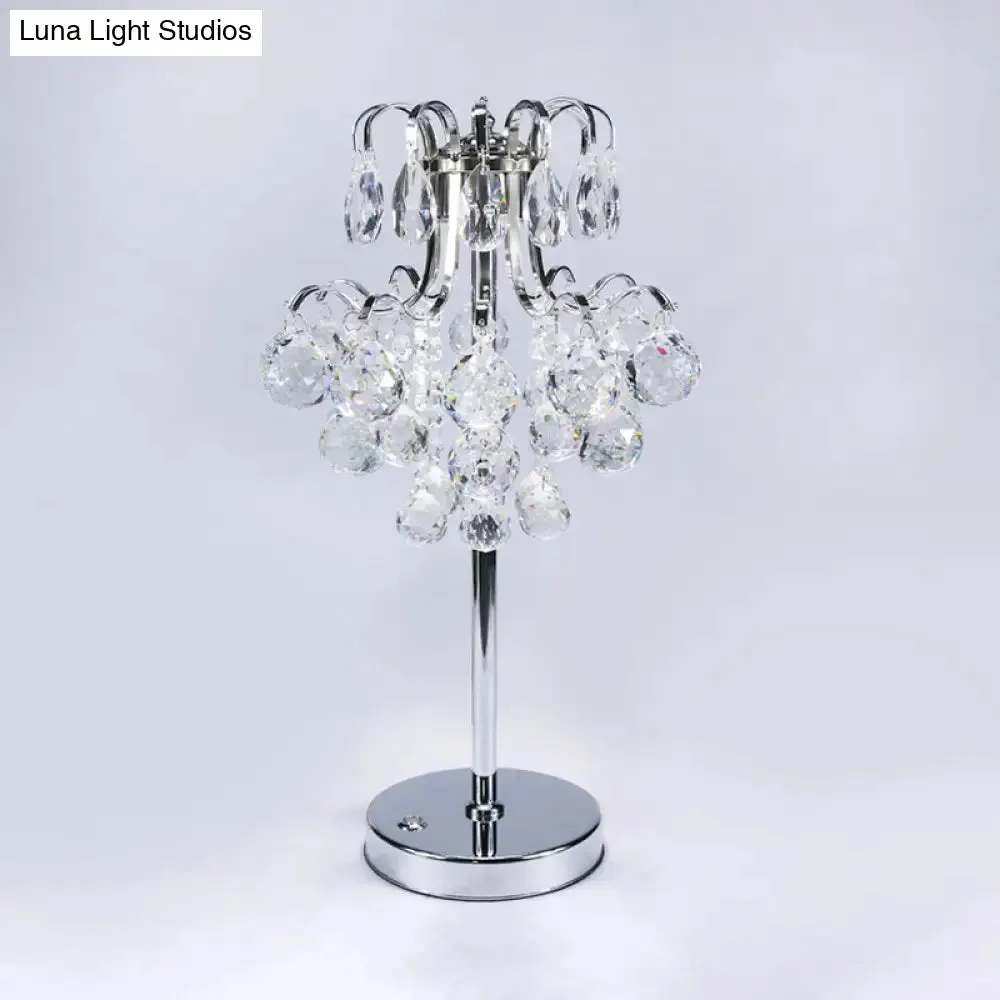 Modern Chrome Crystal Orb LED Table Lamp for Living Room Nightstand