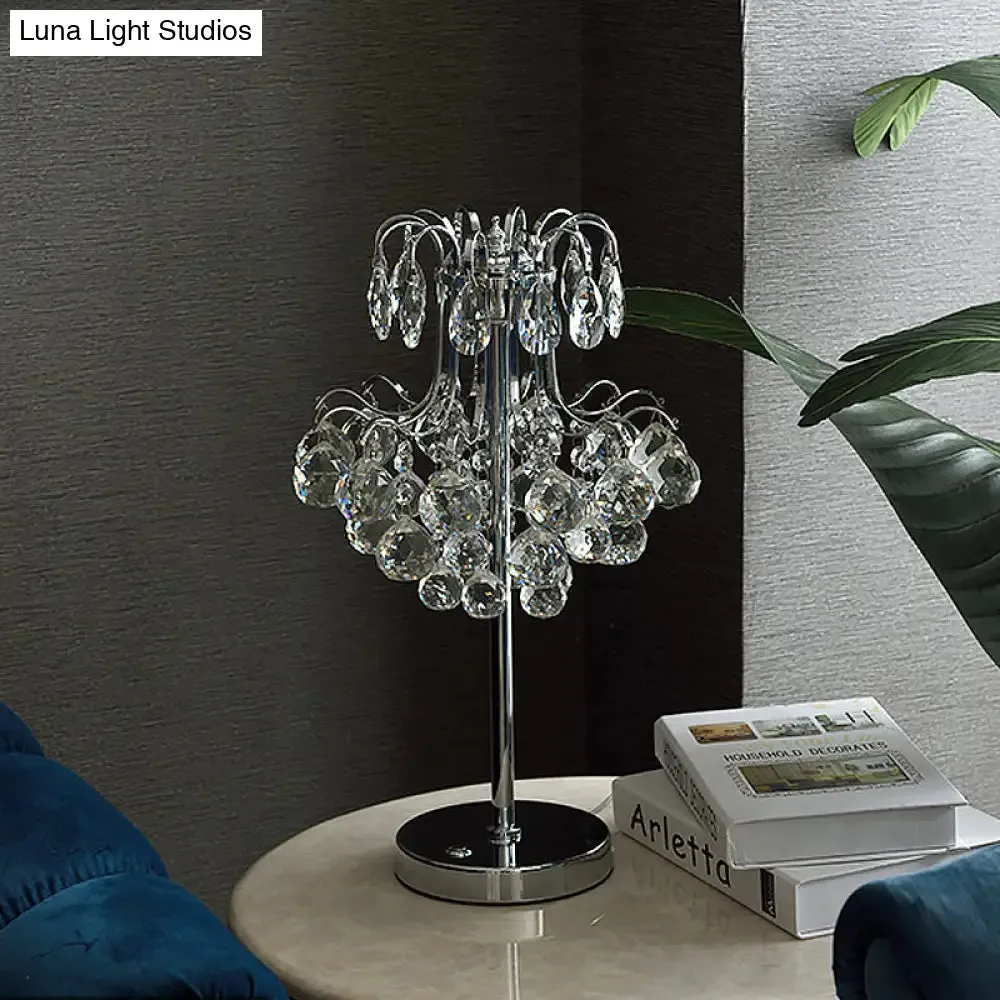 Modern Chrome Crystal Orb LED Table Lamp for Living Room Nightstand