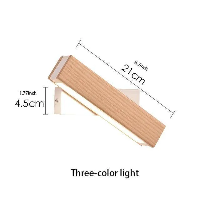 Modern Rotated Nordic Solid Wood Wall LED Lamp