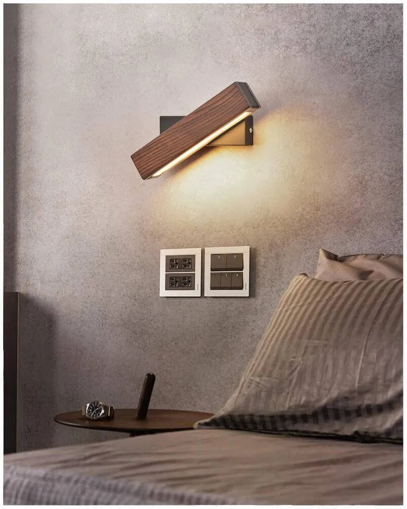 Modern Rotated Nordic Solid Wood Wall LED Lamp