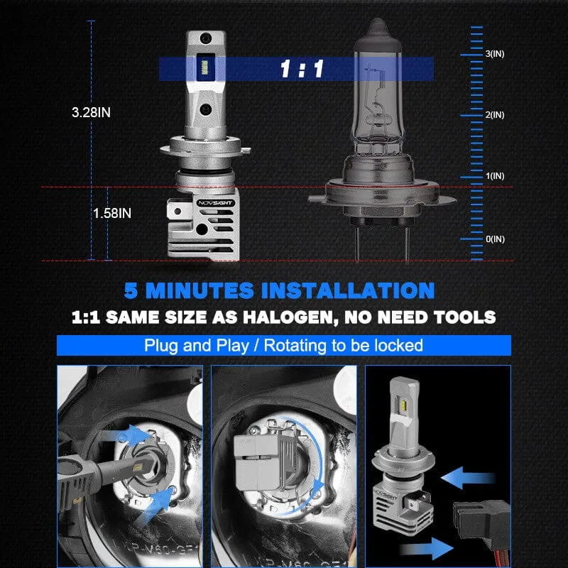 N30 Standard Series Wireless | H7 LED Bulbs 1:1 Integrated Design 55W 12000LM 6500K White | 2 Bulbs