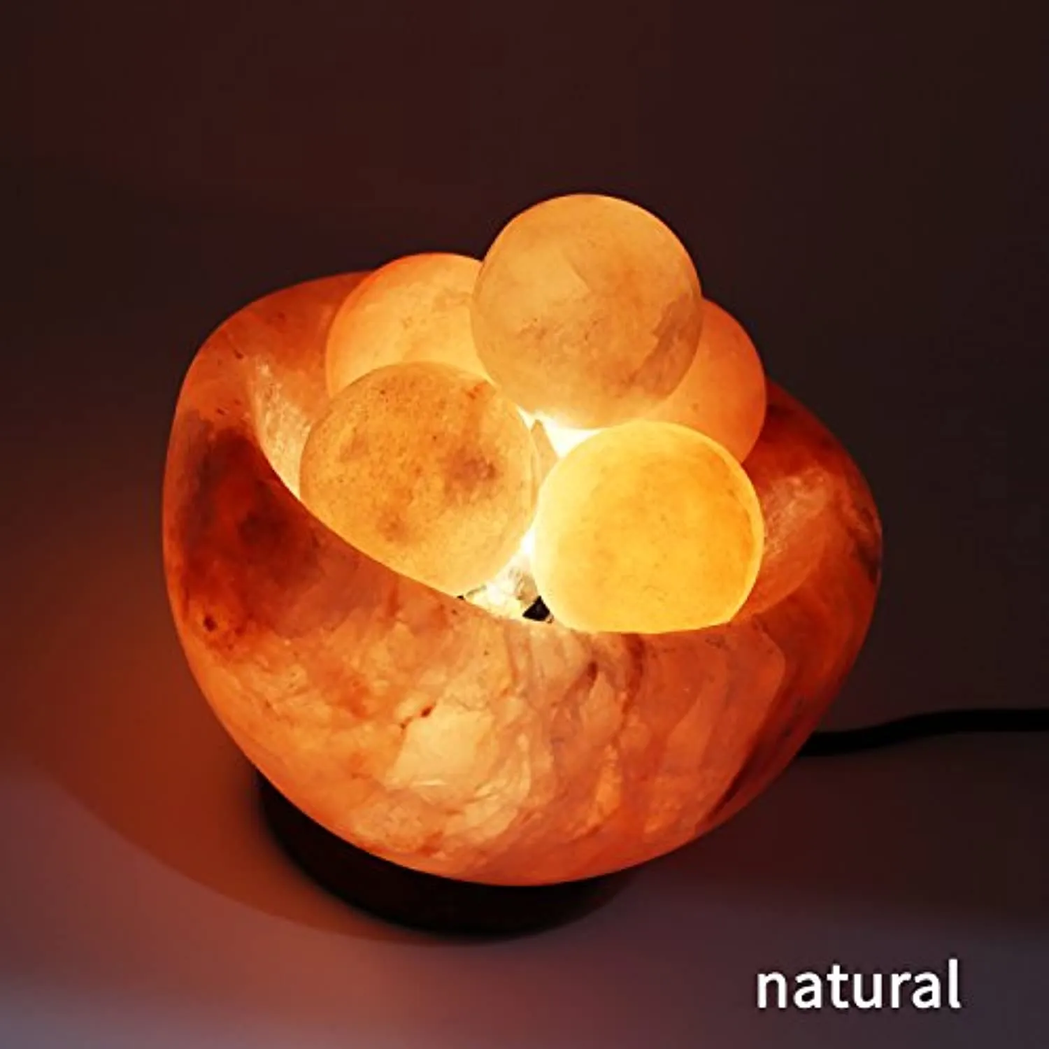 Natural Himalayan Rock Sea Salt Lamp Bowl with 6 Heated Salt Massage Balls