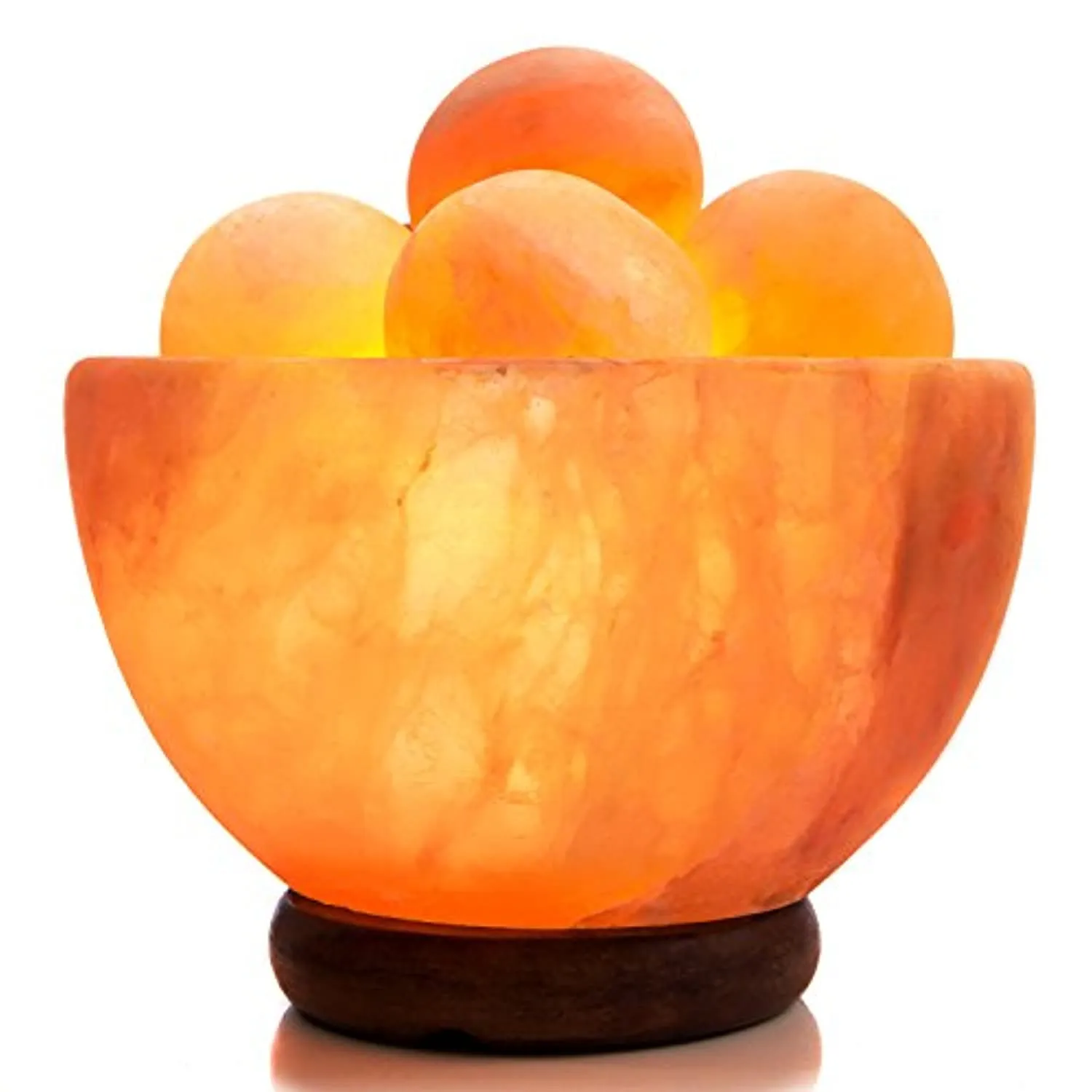 Natural Himalayan Rock Sea Salt Lamp Bowl with 6 Heated Salt Massage Balls