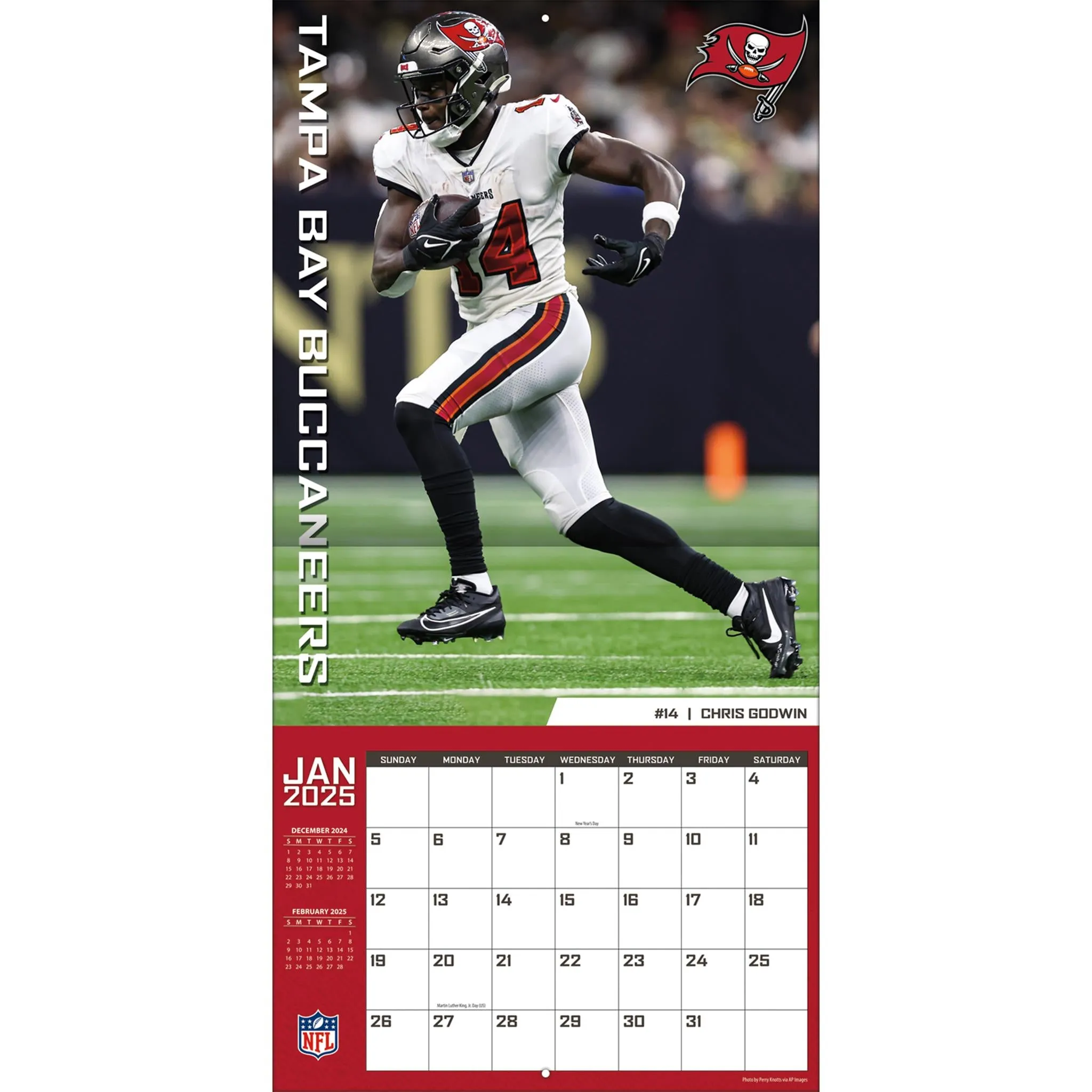 NFL Tampa Bay Buccaneers Wall 2025 Calendar - Online Exclusive