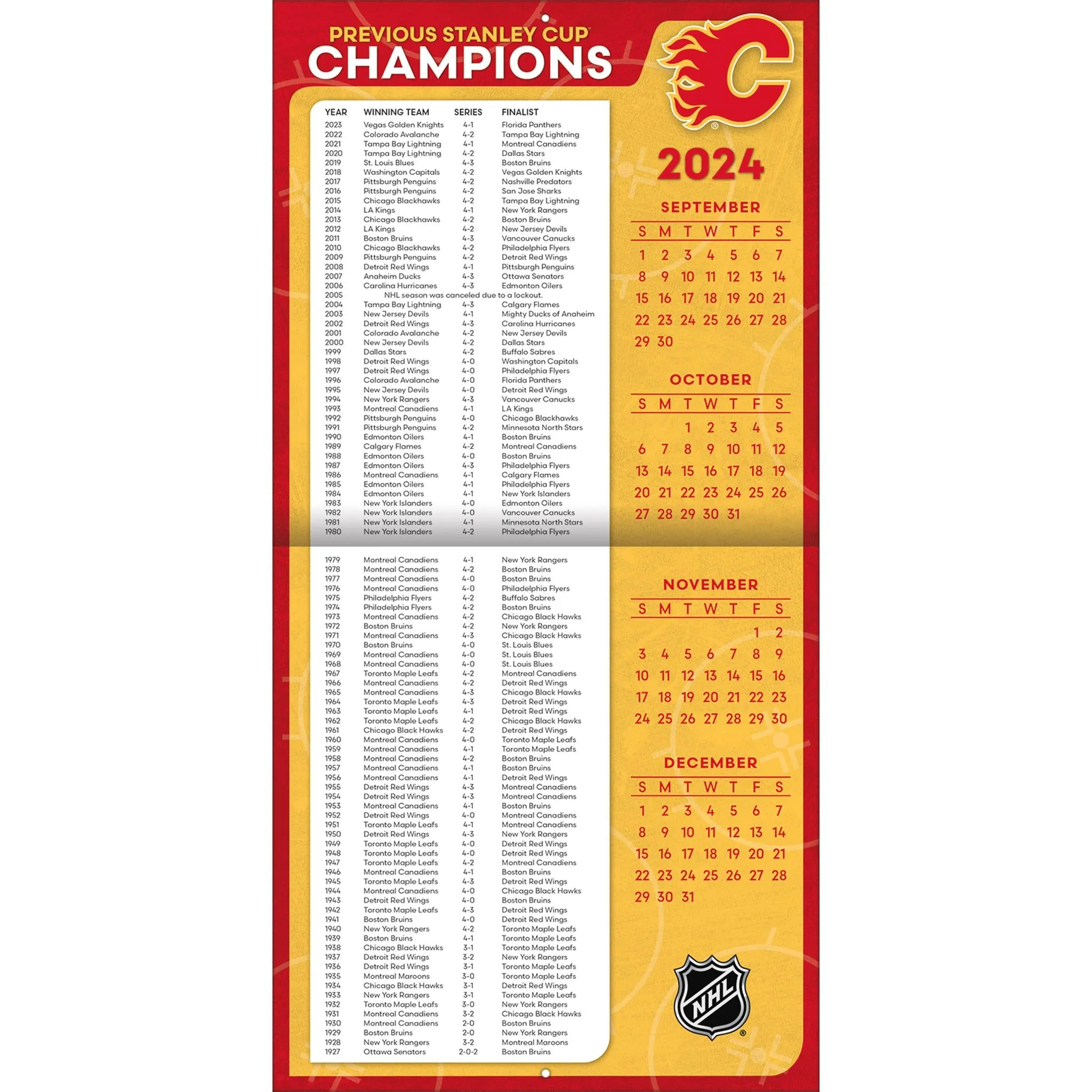 NHL Calgary Flames Wall 2025 Calendar - Online Exclusive